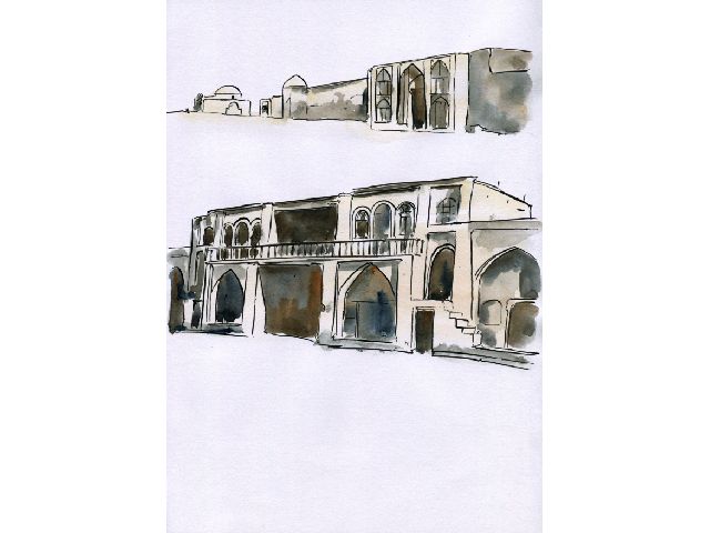 THE CARAVANSERAI OF MÍRZÁ MA‘ṢÚM-I-ṬABÍB AT ZANJÁN, MARK X SHOWING ROOM THE BÁB OCCUPIED