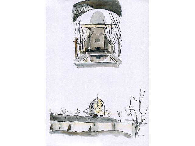 VIEWS OF THE IMÁM-ZÁDIH-ḤASAN AT ṬIHRÁN, WHERE THE BÁBS BODY WAS KEPT