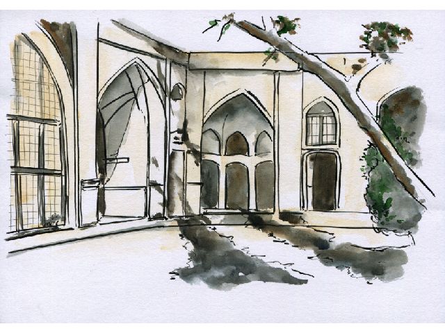 THE MADRISIY-I-ṢADR IN ṬIHRÁN (MARK X SHOWING THE ROOM BAHÁ’U’LLÁH OCCUPIED)